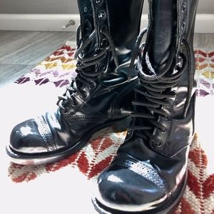 Corocan Black Leather Combat Jump Boots SZ 7W
